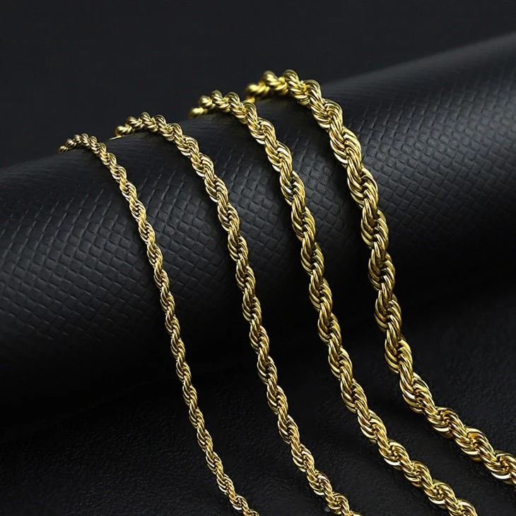 Stainless Steel Rope Chain Necklace in Gold & Silver Stainless Steel Rope Chain Necklace in Gold & Silver