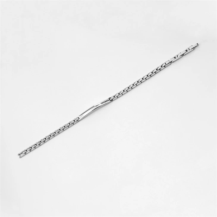 Silver Stainless Steel Bracelet With Zircon Inlays factory Silver Stainless Steel Bracelet With Zircon Inlays factory