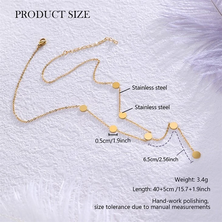Stainless Steel Gold Disc Y Chain Pendant Necklace best